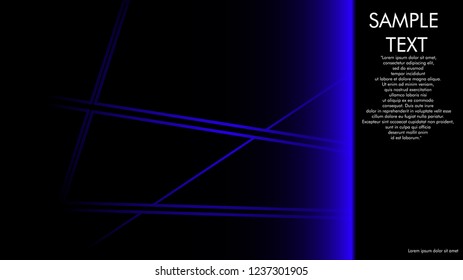 book cover designs, magazines, brochures, etc. with the blue line concept and black background. and examples of writing next to it. Vector illustration graphic design