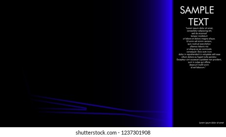 book cover designs, magazines, brochures, etc. with the blue line concept and black background. and examples of writing next to it. Vector illustration graphic design