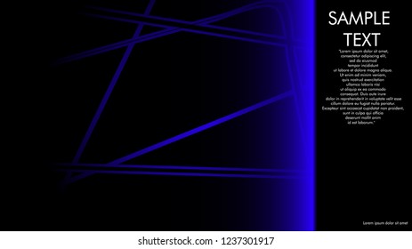 book cover designs, magazines, brochures, etc. with the blue line concept and black background. and examples of writing next to it. Vector illustration graphic design