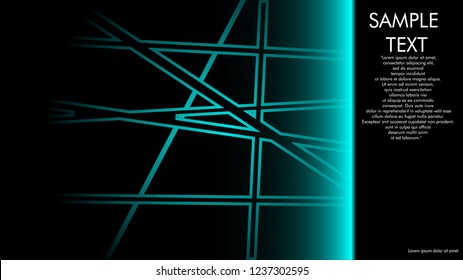 book cover designs, magazines, brochures, etc. with the blue light line concept and black background. and examples of writing next to it. Vector illustration graphic design