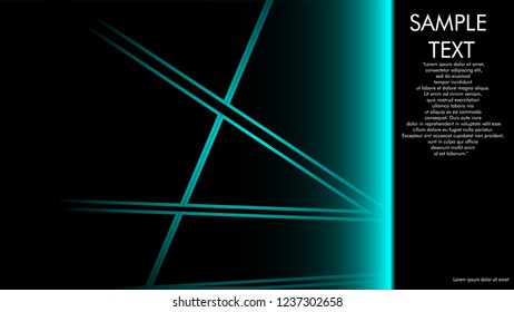 book cover designs, magazines, brochures, etc. with the blue light line concept and black background. and examples of writing next to it. Vector illustration graphic design