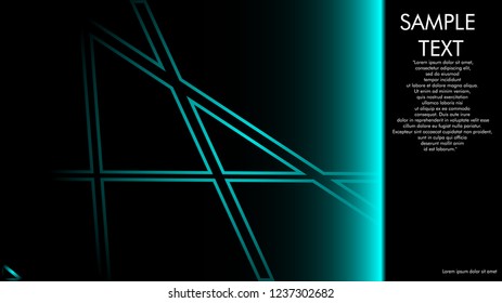 book cover designs, magazines, brochures, etc. with the blue light line concept and black background. and examples of writing next to it. Vector illustration graphic design