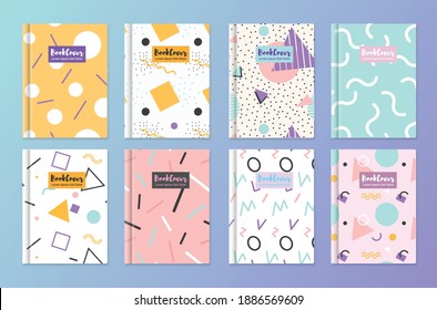 Book Cover, Diary, School, Notebook Design, Pattern, Seamless, Printable, Scalable, Memphis, Pastel, Abstract, Vector Template, Pattern Group, Custom, Abstract Pattern Design , Mate