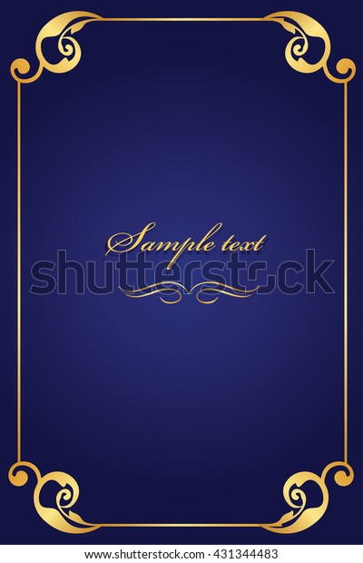 Book Cover Gold Frame Blue Background Stock Vector Royalty Free