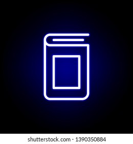 book cover icon in neon style. Can be used for web, logo, mobile app, UI, UX