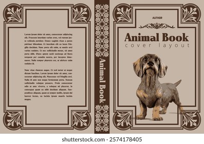 Book cover layout featuring a charming wire-haired dachshund puppy, perfect for animal lovers and pet owners