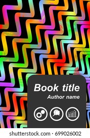 Book cover, leaflet, poster, flyer cover with rainbow waves on black background, abstract brochure cover template, vector EPS 10