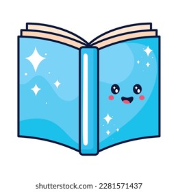 book cover learning kawaii kawaii icon isolated