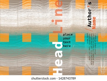 Book cover with light brown background, light orange pattern, abstract multicolored linear texture and white, orange and black headline