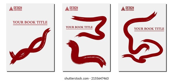 Book cover with a line pattern resembling a red streak of blood. 3 different patterns with blood strokes. Suitable for use in books that focus on the field of medicine.