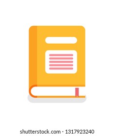 Book in cover with lines and bookmark isolated icon vector. Ribbon made of cloth, education resource, encyclopedia for students. University and school