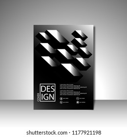 Book cover modern design, magazines, flyers in A4. Business brochure.boxes black shape 3d overlap minimalist style. Vector template.