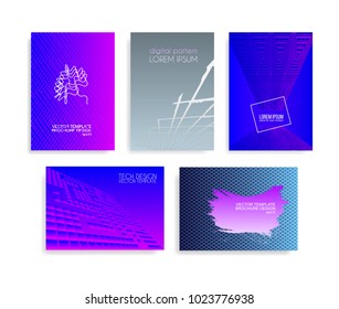 Book cover. Modern vector template with abstract pattern set. Blue and purple colors.