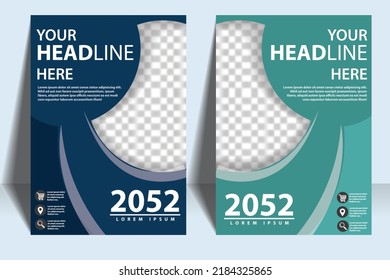 Book Cover Page Design Template in A4 size. This can be adapted to Annual Report, Magazine, Flyer, Poster, Banner, Brochure and for your web. Blue colored Design. Single Colored design with shadows.