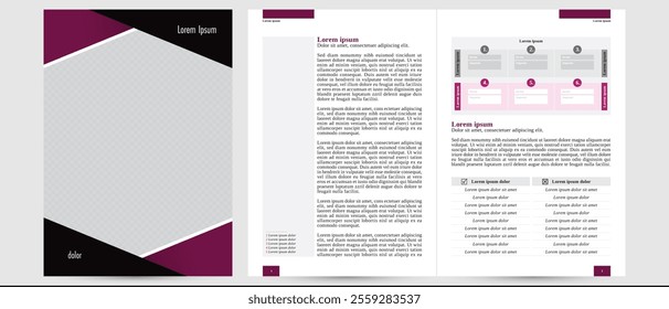 book cover and page layout template. blank empty editable business: document brochure article magazine booklet template with text frames and space for picture and photo