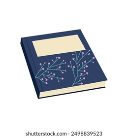 Book cover. Paper literature, academic textbook, front view. Notebook, notepad, diary icon. Fiction novel in hardcover. Knowledge, study. Flat vector illustration isolated on white background