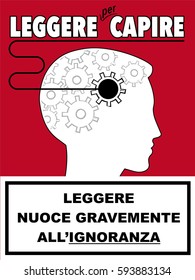 Book Cover with Reading can seriously damage ignorance - Italian