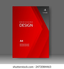 Book cover red arrow modern design. Annual report. Brochure template, catalog. Simple Flyer promotion. magazine. Vector illustration