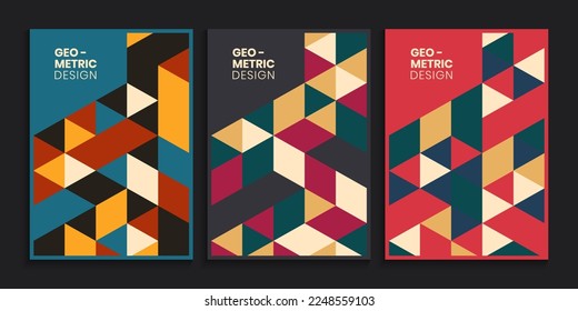 Book cover in retro colors with geometric triangles