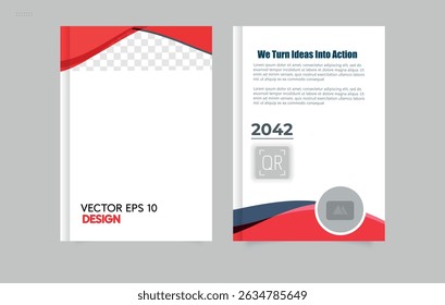 Portada de libro. Establecer el informe anual moderno geométrico rojo Abstractas. Diseño Ideal para negocios, marketing