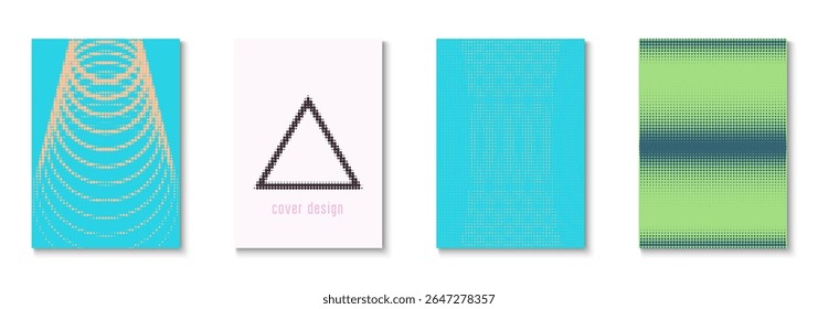 Book Cover Set. Color Art With Memphis Elements. Young Hipster Design On Annual Page. Abstract Flyer. Minimalist Graphic Template. Geometric Party Pattern. Trendy Book Cover
