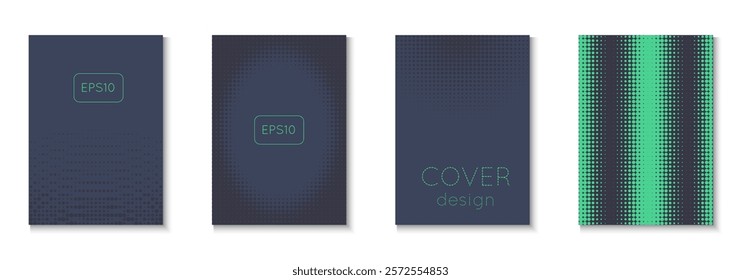 Book Cover Set. Color Circles On Memphis Layout. Dynamic Design For Hipster Folder. Music Flyer. Minimalist Dot Texture. Geometric Halftone Pattern. Trendy Book Cover