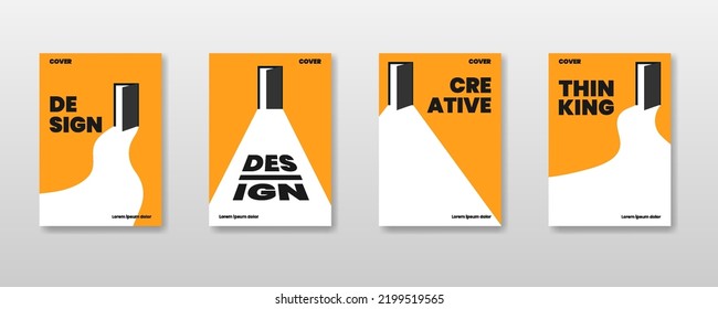 Book Cover Set Design Template In A4. With Door And Road Concept