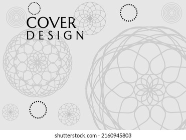 book cover with silver background and mandala ornament, design for banner, poster, website