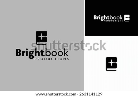 A Book with Cover Star as Initial Letter B for Publisher or School Education logo design