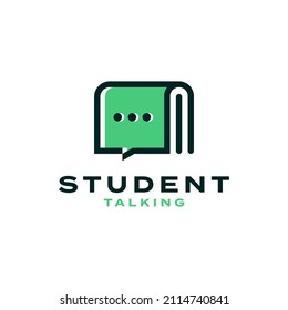 Diseño del logotipo del icono de conversación de portada del libro
