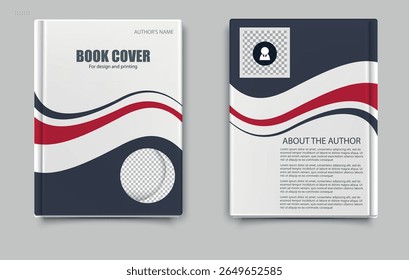 Modelo de capa de livro com um padrão ondulado. Adequado para livros pessoais do autor, catálogos com mercadorias para diferentes empresas. Gráficos vetoriais, fundo abstrato.