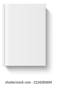 Book cover template. Realistic mockup of blank white hardcover