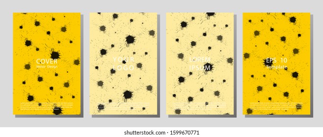 Book cover templates set, vector paint stain abstract background.  Two modern vector flyers in avant-garde style.  Geometric wallpaper for business brochure, cover design.