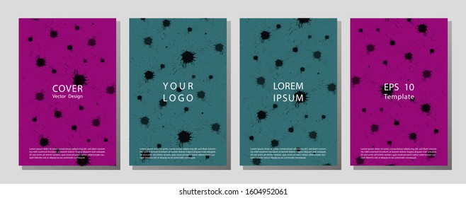 Book cover templates set, vector paint stain abstract background.  Flyer, presentation, brochure, banner, poster design. Banner with splash on abstract background