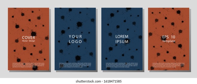 Book cover templates set, vector paint stain abstract background.  Two modern vector flyers in avant-garde style.  Banner with splash on abstract background