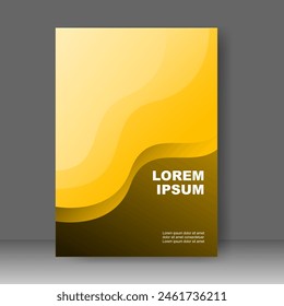 Book cover yellow wave layer modern design. Annual report. Brochure template, catalog. Simple Flyer promotion. magazine. Vector illustration
