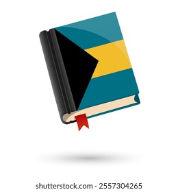 The book is covered in the flag of the Bahamas. Vector illustration of 3D language book on white background.