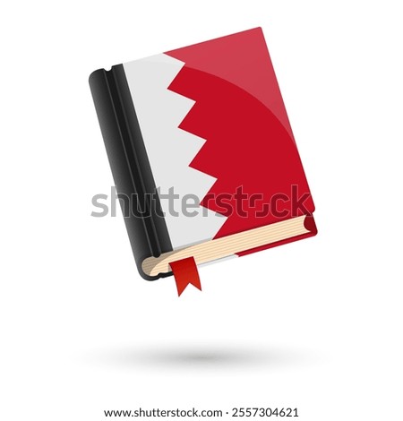 The book is covered in the flag of the Bahrain. Vector illustration of 3D language book on white background.