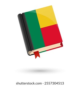 The book is covered in the flag of the Benin. Vector illustration of 3D language book on white background.