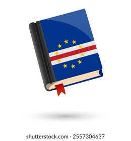 The book is covered in the flag of the Cape Verde. Vector illustration of 3D language book on white background.