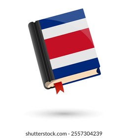 The book is covered in the flag of the Costa Rica. Vector illustration of 3D language book on white background.