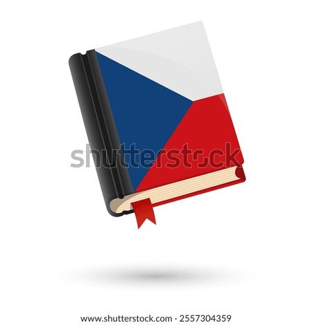 The book is covered in the flag of the Czech. Vector illustration of 3D language book on white background.