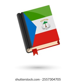 The book is covered in the flag of the Equatorial Guinea. Vector illustration of 3D language book on white background.