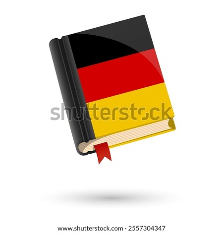 The book is covered in the flag of the German. Vector illustration of 3D language book on white background.