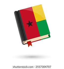 The book is covered in the flag of the Guinea Bissau. Vector illustration of 3D language book on white background.