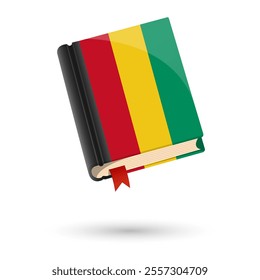 The book is covered in the flag of the Guinea. Vector illustration of 3D language book on white background.