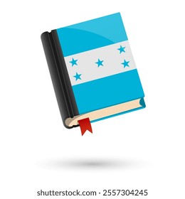 The book is covered in the flag of the Honduras. Vector illustration of 3D language book on white background.