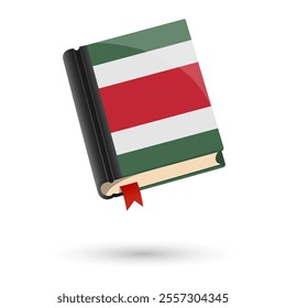 The book is covered in the flag of the Hungary. Vector illustration of 3D language book on white background.