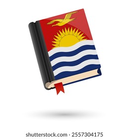 The book is covered in the flag of the Kiribati. Vector illustration of 3D language book on white background.