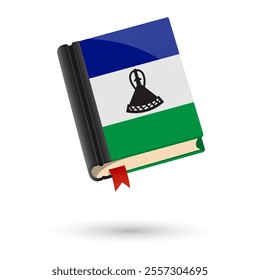 The book is covered in the flag of the Lesotho. Vector illustration of 3D language book on white background.